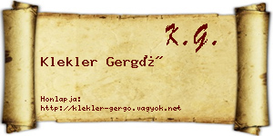 Klekler Gergő névjegykártya